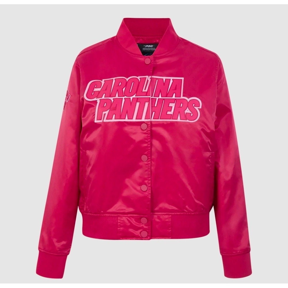 New Carolina Panthers Classic Triple Pink‎ Satin Jacket XL Women